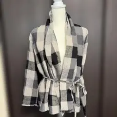 studio clip グレーとブラックのチェック柄　長袖羽織りのサムネイル