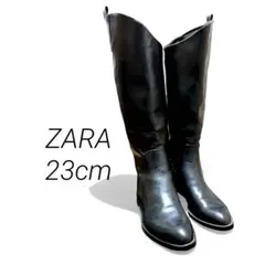 ひ*ん様 ZARA 23cmブラックレザー ロングブーツ