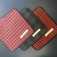 ハンドメイド　ガーゼハンカチ　チェック