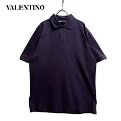 VALENTINO ポロシャツ ネイビー 鹿の子 半袖 刺繍ロゴ ビンテージのサムネイル