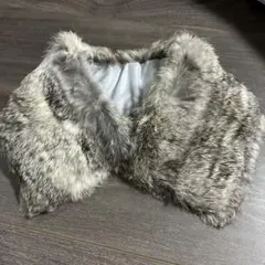 未使用　ラビットファー　襟巻き　グレー