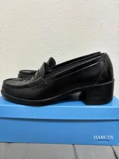 HARUTA ヒールアップローファー　ブラック　24.5cm　厚底ローファー