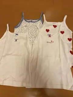 プチバトー　キャミソール4枚セット ハート柄、ドット等　5ans 110センチ