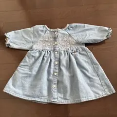 SLAP SLIP デニムブルー刺繍入りワンピース 90cm