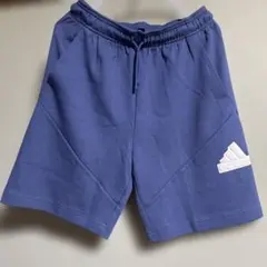 adidas ハーフパンツ ブルー ロゴ入り