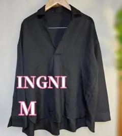 INGNI　イング　Vネック　ブラウス　長袖シャツ　プルオーバー　 M　ブラック