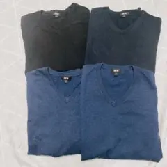 UNIQLO ユニクロ Vネックセーター ニット ブラック ネイビー ブルー