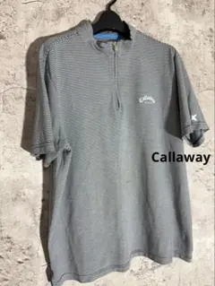 Callaway ハーフジップ半袖シャツ ボーダー ポロシャツ ゴルフウェア