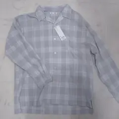 GU テクスチャーオープンカラー チェックシャツ