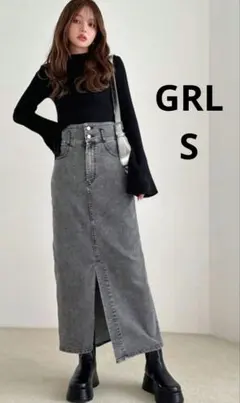 GRL フロントスリットデニムスカート S