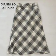 美品GIANNI LO GIUDICE【フレアスカート】チェック柄 Aライン 春