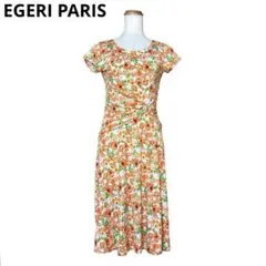未使用　EGERIE PARIS　フラワープリントワンピース　M　オレンジのサムネイル