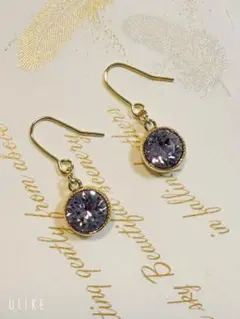 8㎜ラベンダースワロフスキーの一粒ピアス