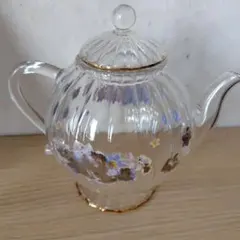 花柄のガラス製ティーポット　Francfranc