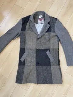 yoused ハリスツイード パッチワーク チェスターコート L