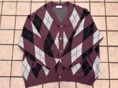 早い者勝ち　ADRER アーガイル柄　ニットカーディガン
