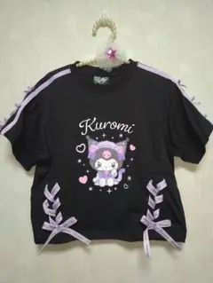 Kuromi Tシャツ 黒 リボン付き130