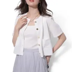 極美品✨ アプワイザーリッシェ 半袖 ニットジャケット スパンコール 金ボタン