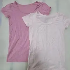 ピンク・薄いピンク 半袖Tシャツ 2枚セット　ヒートテック