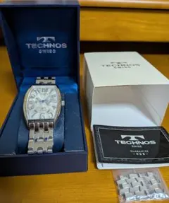 【要電池交換】テクノス クオーツ式腕時計 トノー型 日付+曜日表示機能付き