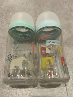 Pigeon 哺乳瓶 240ml 動物柄 2本セット　ガラス