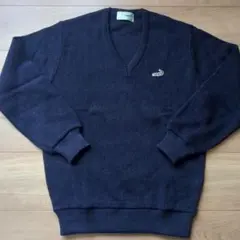 値下げ　Crocodile ネイビー Vネックセーター Lのサムネイル