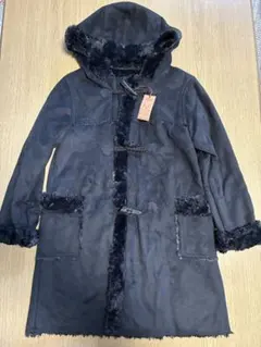 コムサイズム ダッフルコート コート スウェード調　裏ファー ブラック　150