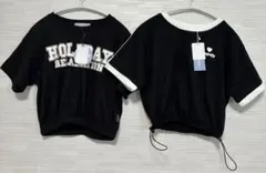 女の子キッズ　Tシャツ　トップス半袖　2枚セット黒まとめ売り150