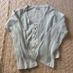 アメリカンイーグル アウトレット 長袖 Vネック 水色 レディース S トップス