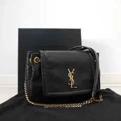 サンローラン　ノリータ　キルティング　ショルダーバッグ　黒　チェーン　YSL