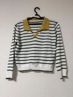 ボーダーシャツ　襟付きシャツ　ニットシャツ　サイズM