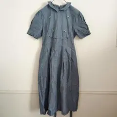 花刺繍 ロングワンピース 半袖 リボン付き カジュアル おしゃれ かわいい 夏