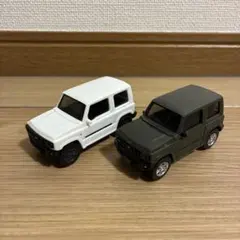 ジムニー　ミニカー 2台セット ホワイト・オリーブグリーン