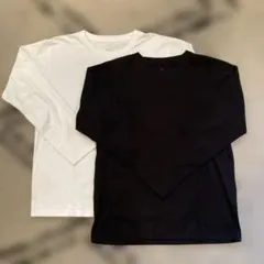 無印良品 定番 長袖シャツ ロンT 白＆黒2枚セット 150cm