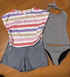 女の子用セパレート水着【4点セット】 Lサイズ　160cm