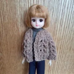 人形用 透かし編みカーディガン ハンドメイド