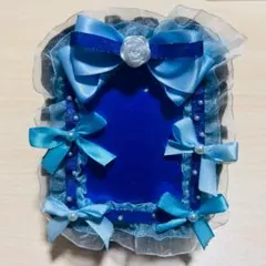 硬質ケースデコ　トレカケースデコ　推し活　オタ活　青　アンティーク 風　バラ