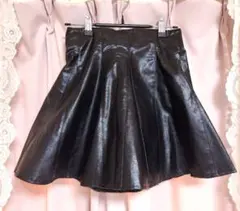 【タグ付新品】GRL 合皮フレアミニスカート インバン裏地 黒 フェイクレザー