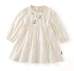 クリーム色 刺繍ワンピース