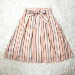 美品✨️リフレクト フレアスカート マルチストライプ柄 М リボン オフィカジュのサムネイル