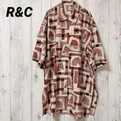 【R&C】半袖シャツ　総柄　薄手　半袖ブラウス　ゆったり　ロング　ウィメンズのサムネイル