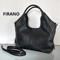 FIRANO サイドジップトートバッグ　ショルダーバッグ レザー　黒　A4