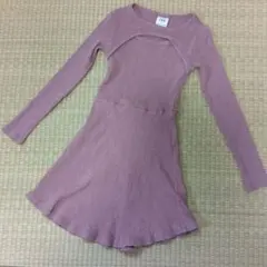 ZARAザラリブニットワンピースくすみピンク110cm