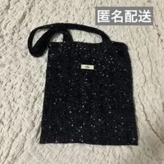 Uhr スパンコール ブラック トートバッグ
