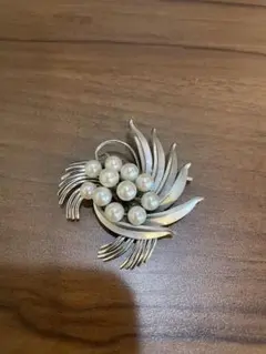 本真珠　スターリングシルバー　ブローチ　コサージュ