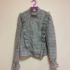 シースルーフリルチェックシャツ