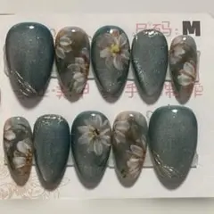 高品質ネイルチップ マグネットネイル 花柄 Mサイズ