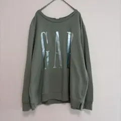 GAP 갭 로고 인쇄 뒤 기모 트레이너 XL 카키