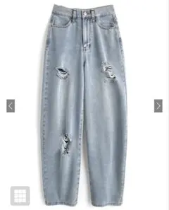 GRL ダメージワイドデニムパンツ qu119