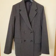 Gu チェック柄 ダブルブレスト テーラードジャケット